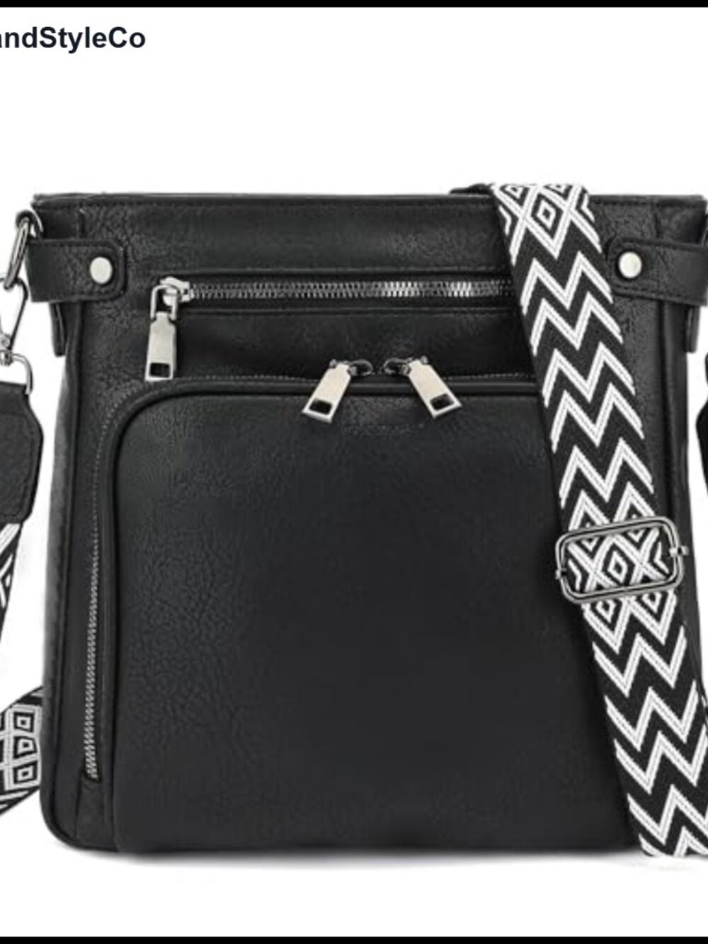 Semi-PU Leather Crossbody Handbag with 6 Card Slots Adjustable Strap